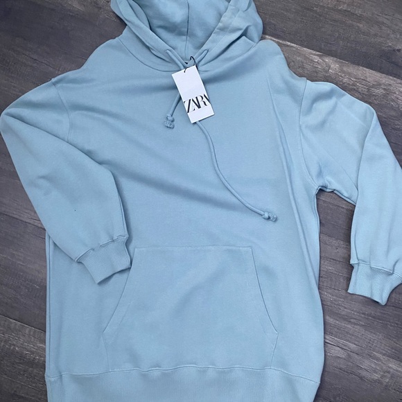 NWT Zara Soft Blue Long Hoodie - Picture 1 of 3